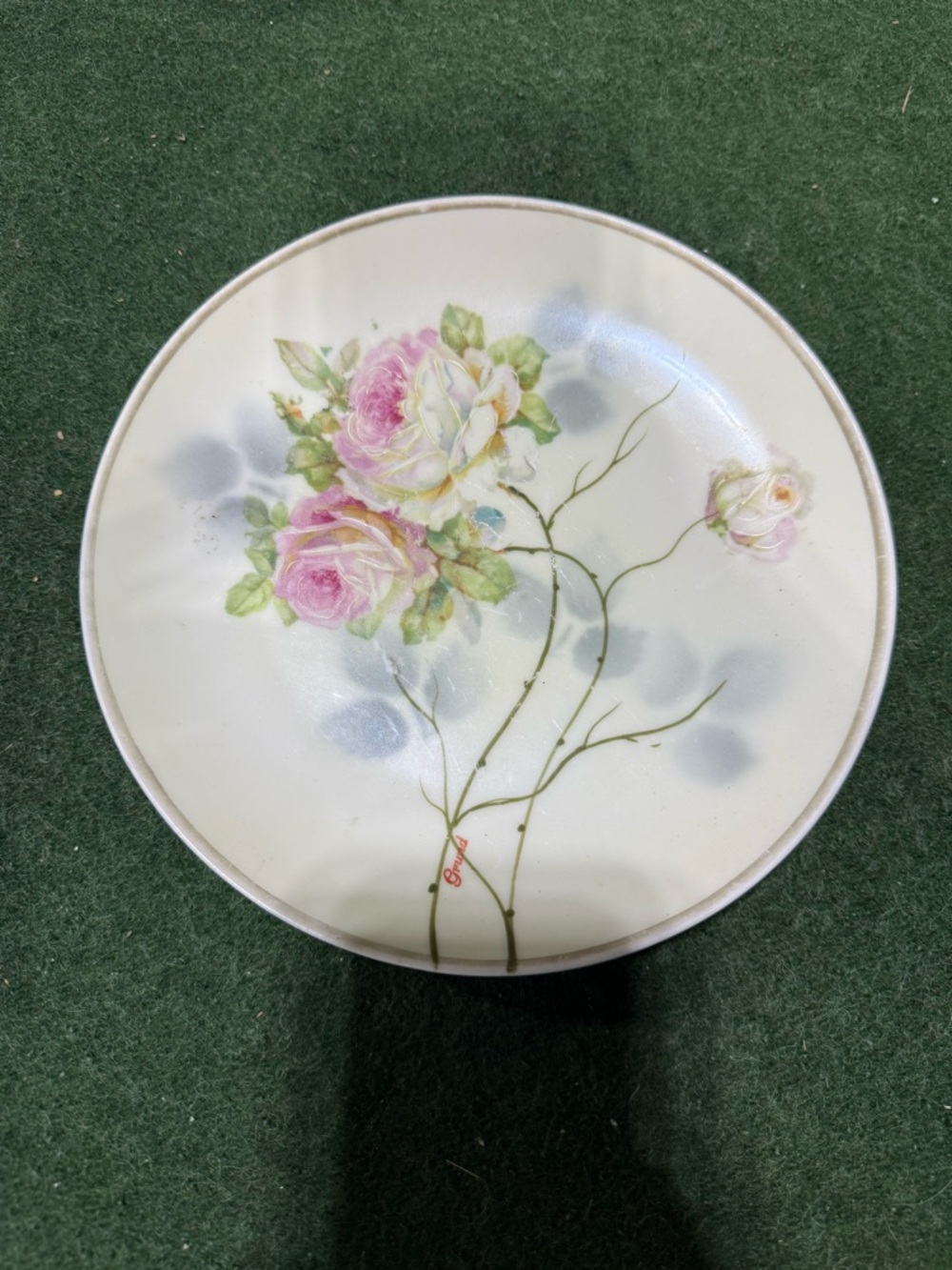 Vintage Hand Painted Rose Plate - The Jonroth Hand Painted Studios, Germany